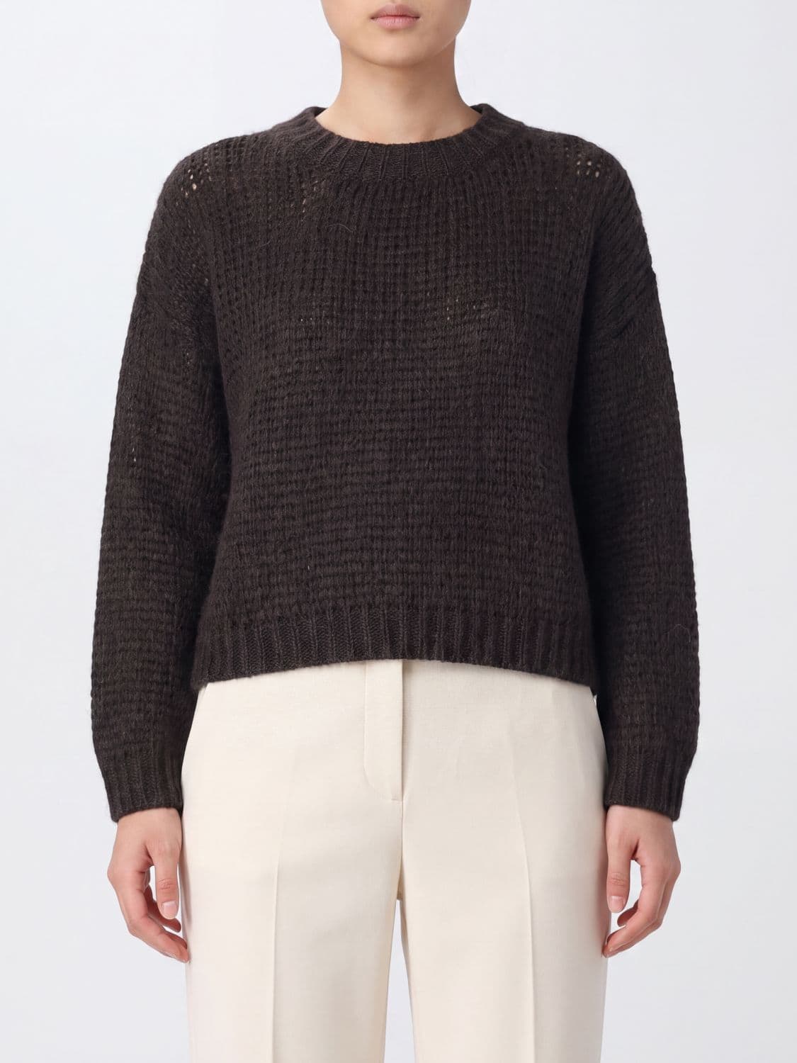 Roberto Collina Pure Wool Crewneck Jumper with Ribbed Cuffs and Hem
