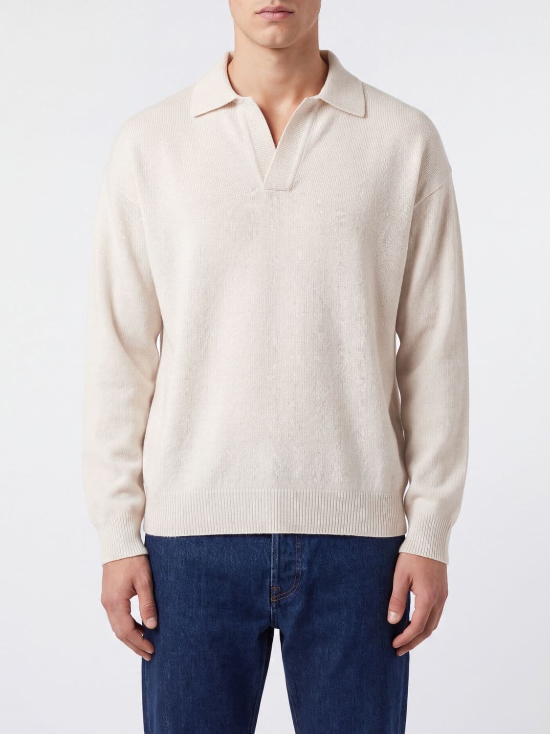 Roberto Collina Long-Sleeved Merino Wool Knit Polo Shirt