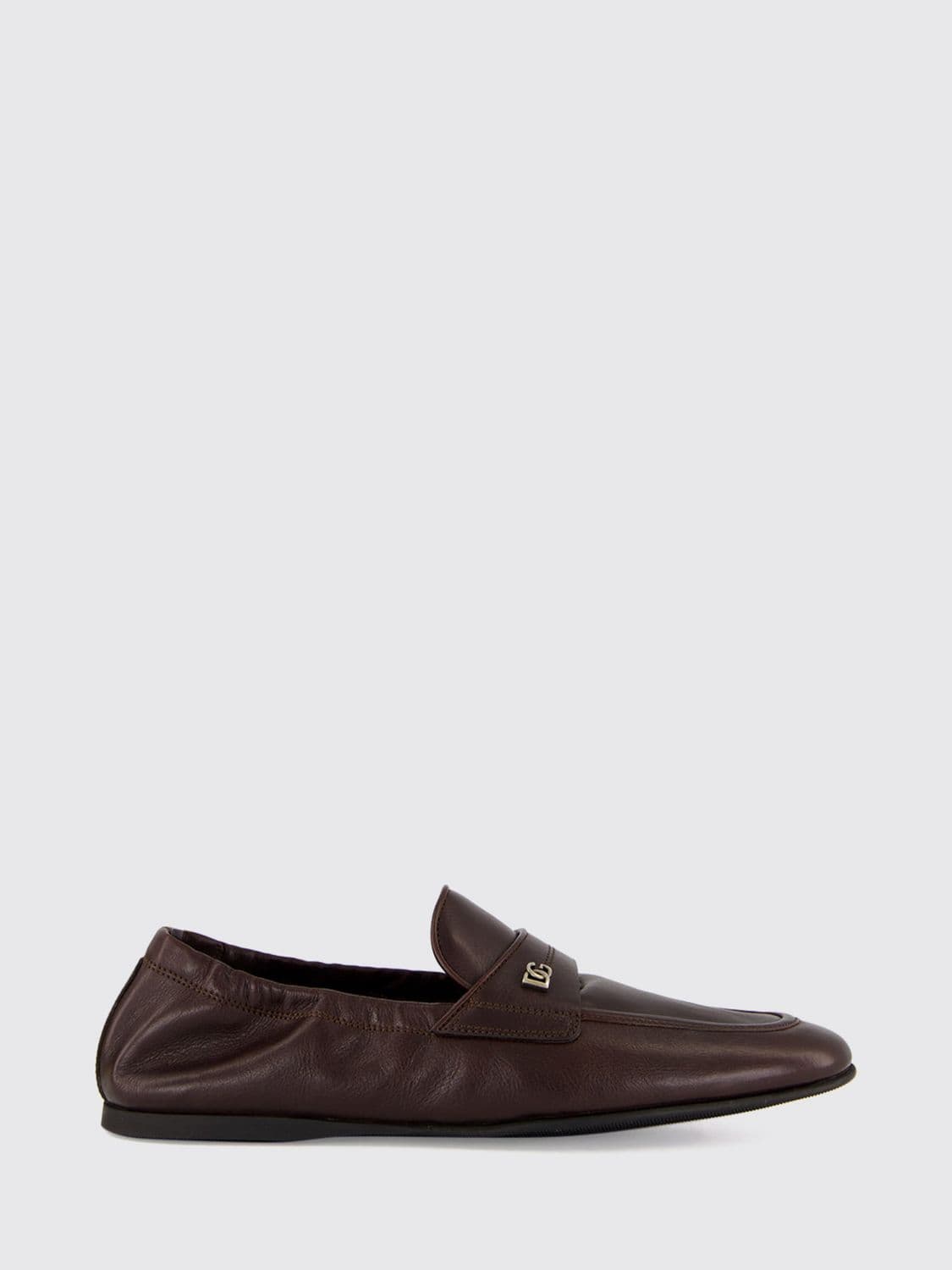 Dolce & Gabbana Tapered Toe Loafers in Smooth Calfskin with DG Logo