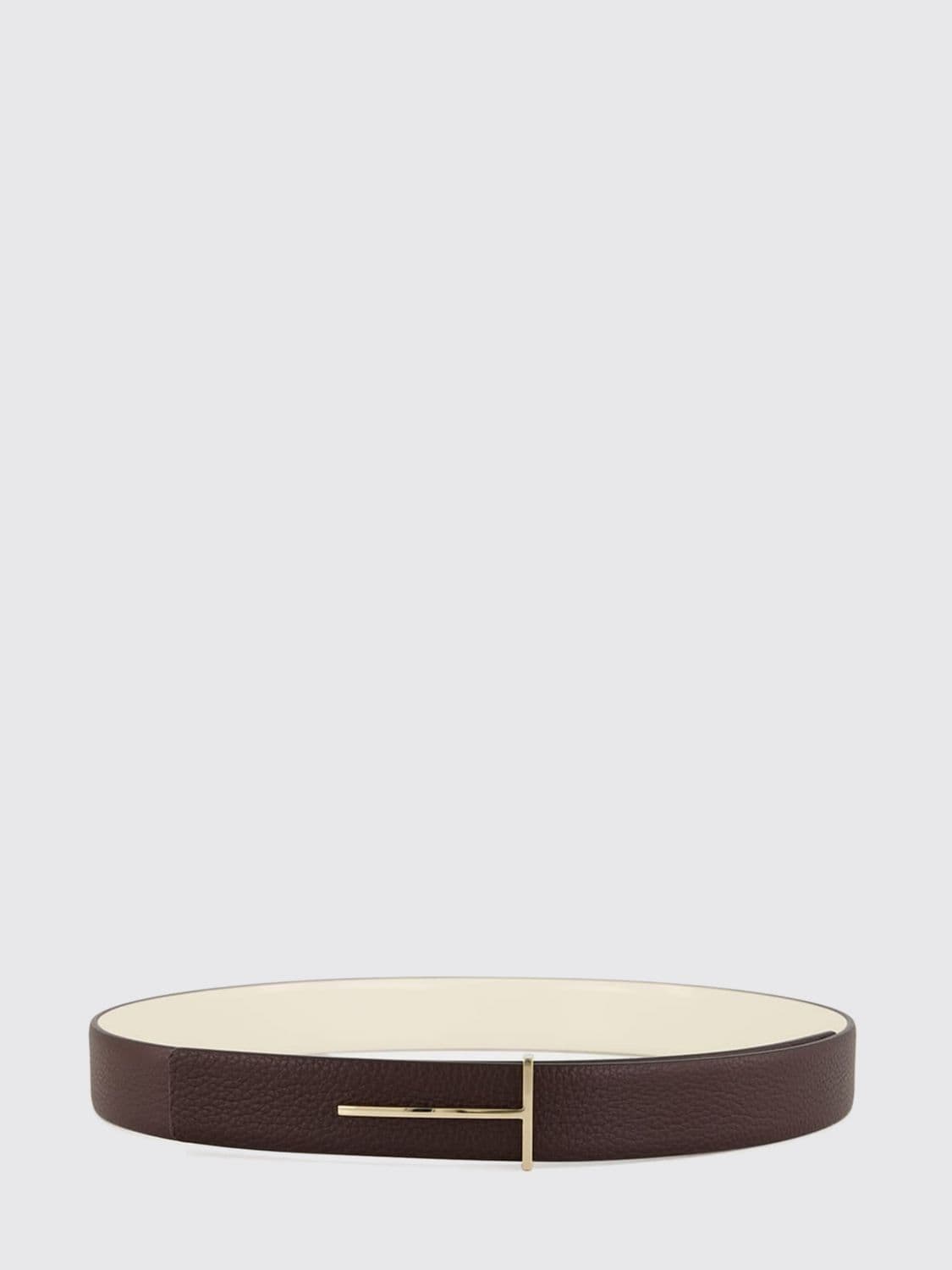 Tom Ford Hammered Calfskin Belt with Monogram Buckle