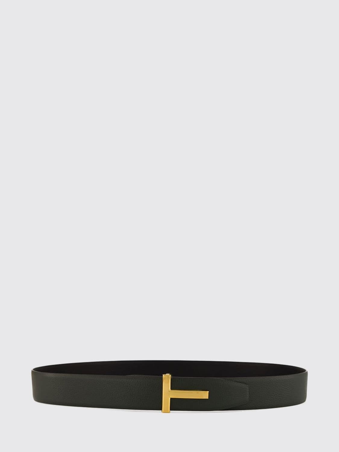 Tom Ford Grained Calfskin Belt with T Monogram Buckle
