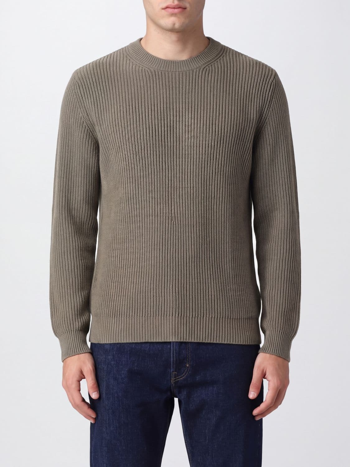 Roberto Collina Merino Wool Crewneck Jumper with Ribbed Trims