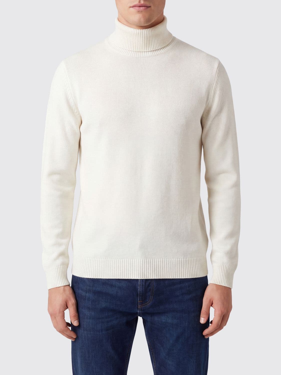 Roberto Collina Merino Wool Turtleneck Jumper with Ribbed Trims