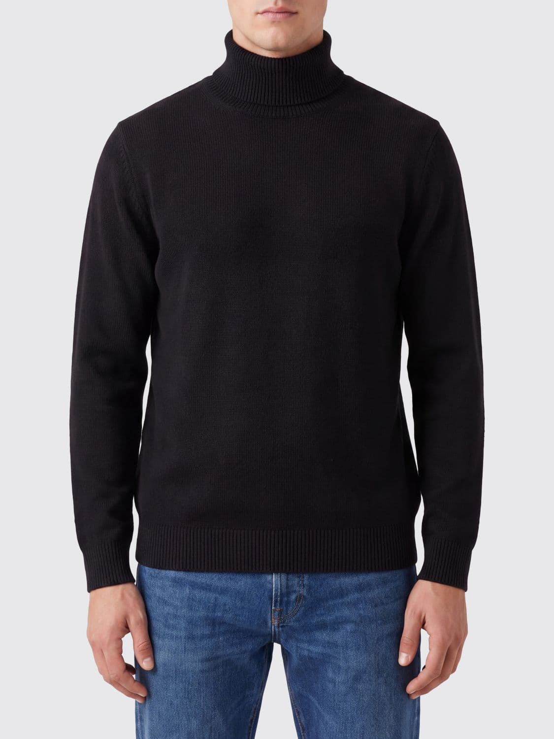 Roberto Collina Merino Wool Turtleneck Jumper with Ribbed Trims
