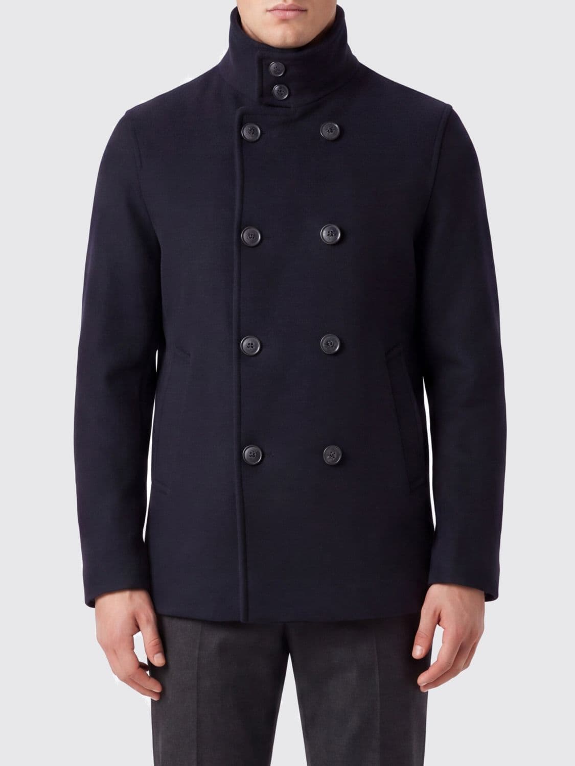 Herno Resort Double-Breasted High Neck Short Coat in Viscose Blend