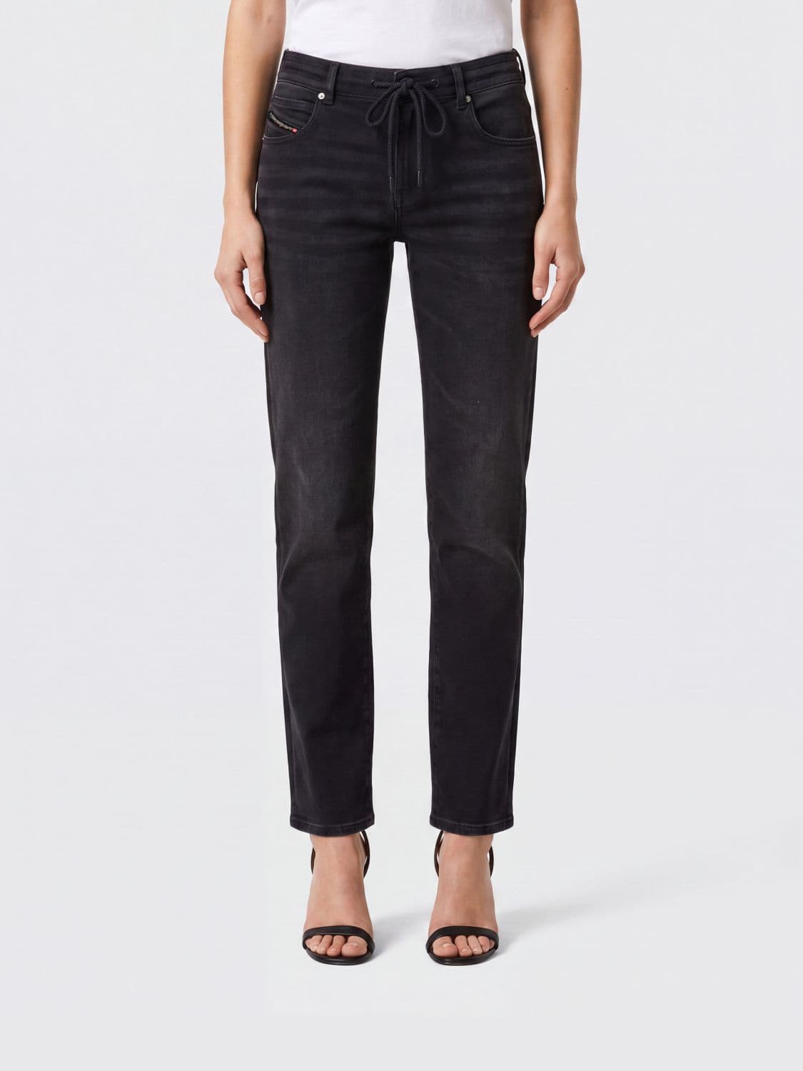 Diesel Straight Fit Joggjeans in Cotton Denim with Drawstring