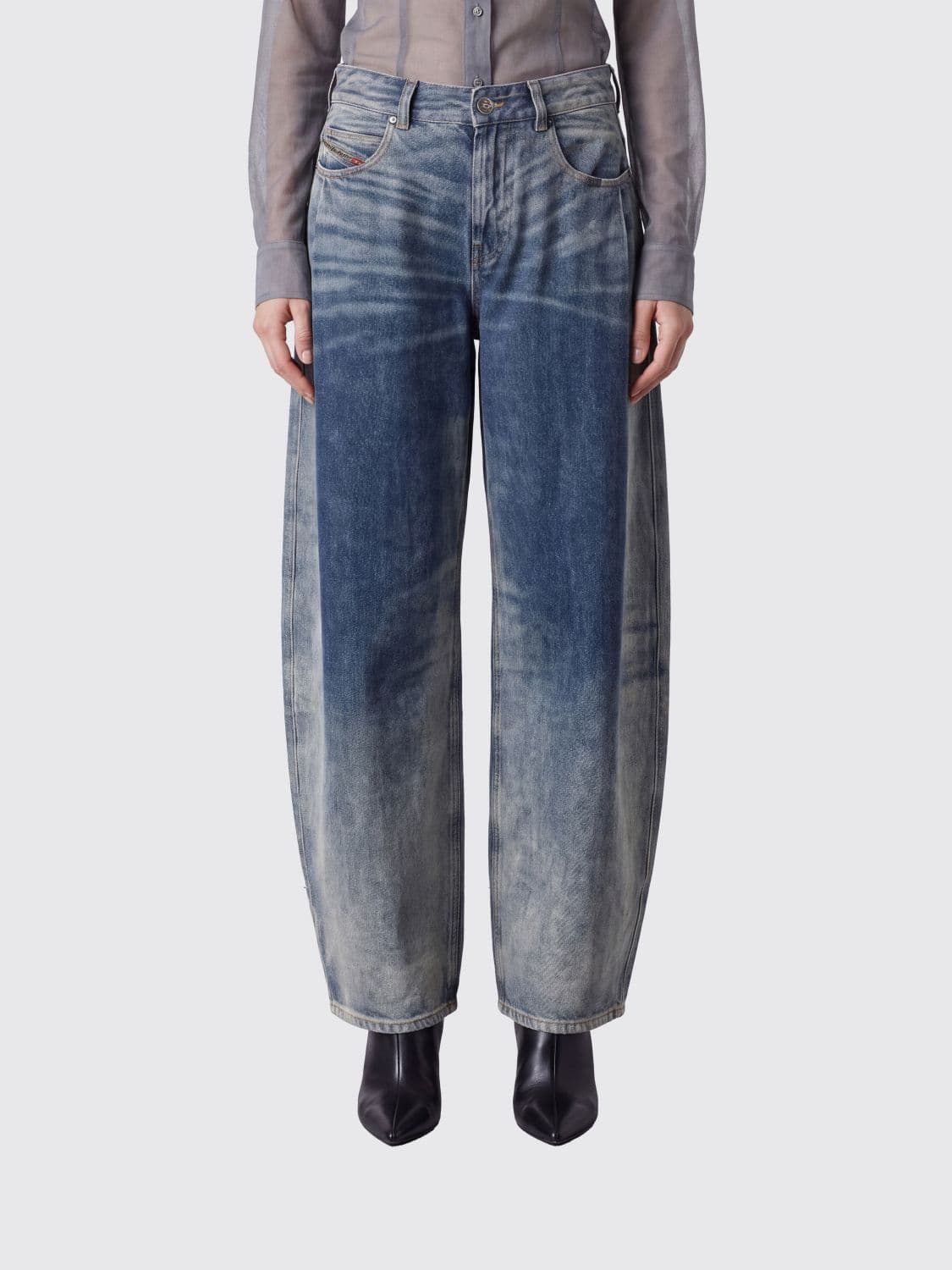 Diesel 1987 D-Khelz Mid-Rise Baggy Denim Jeans with Worn Effect