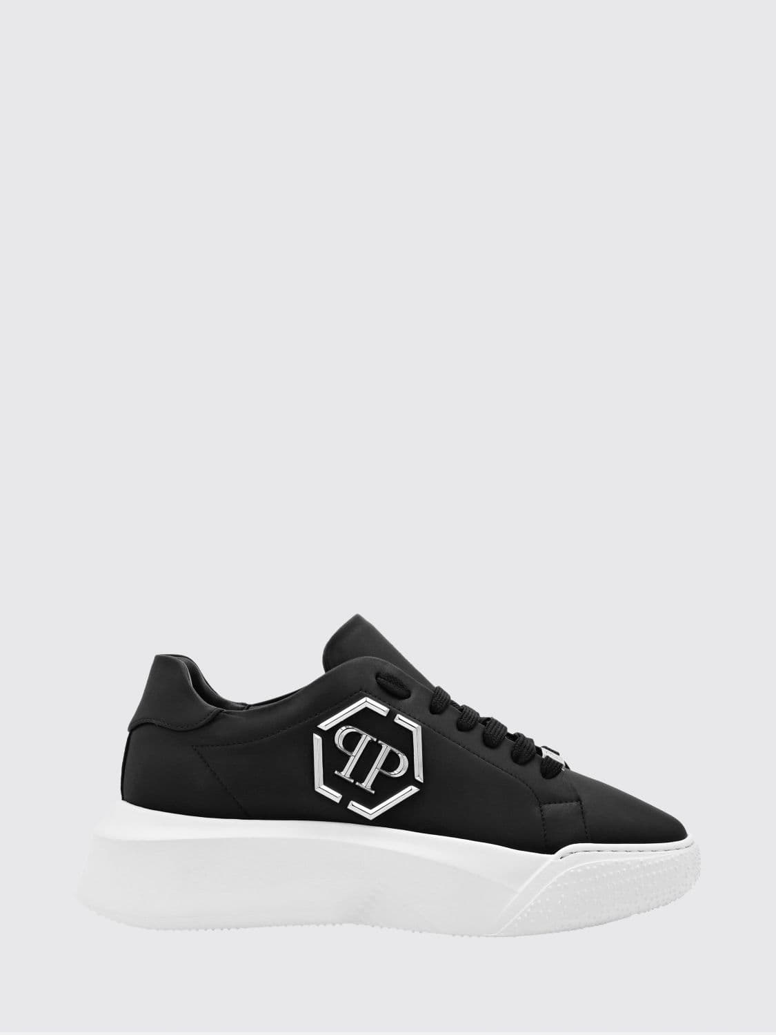 Philipp Plein Smooth Leather Low-Top Sneakers with Monogram and Hexagon Logo