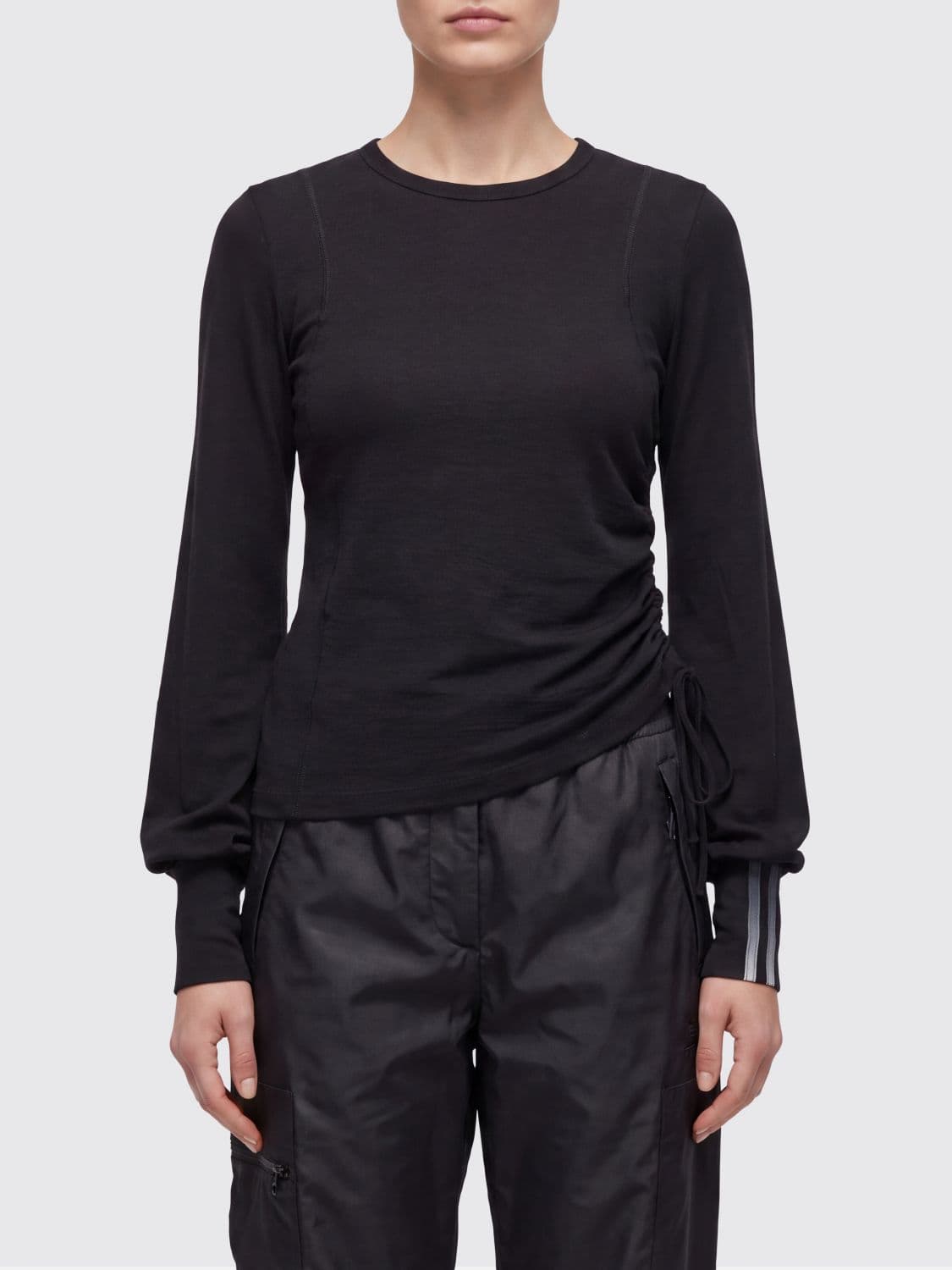 Y-3 Slim Fit Wool Long-Sleeved T-Shirt with 3-Stripes Logo