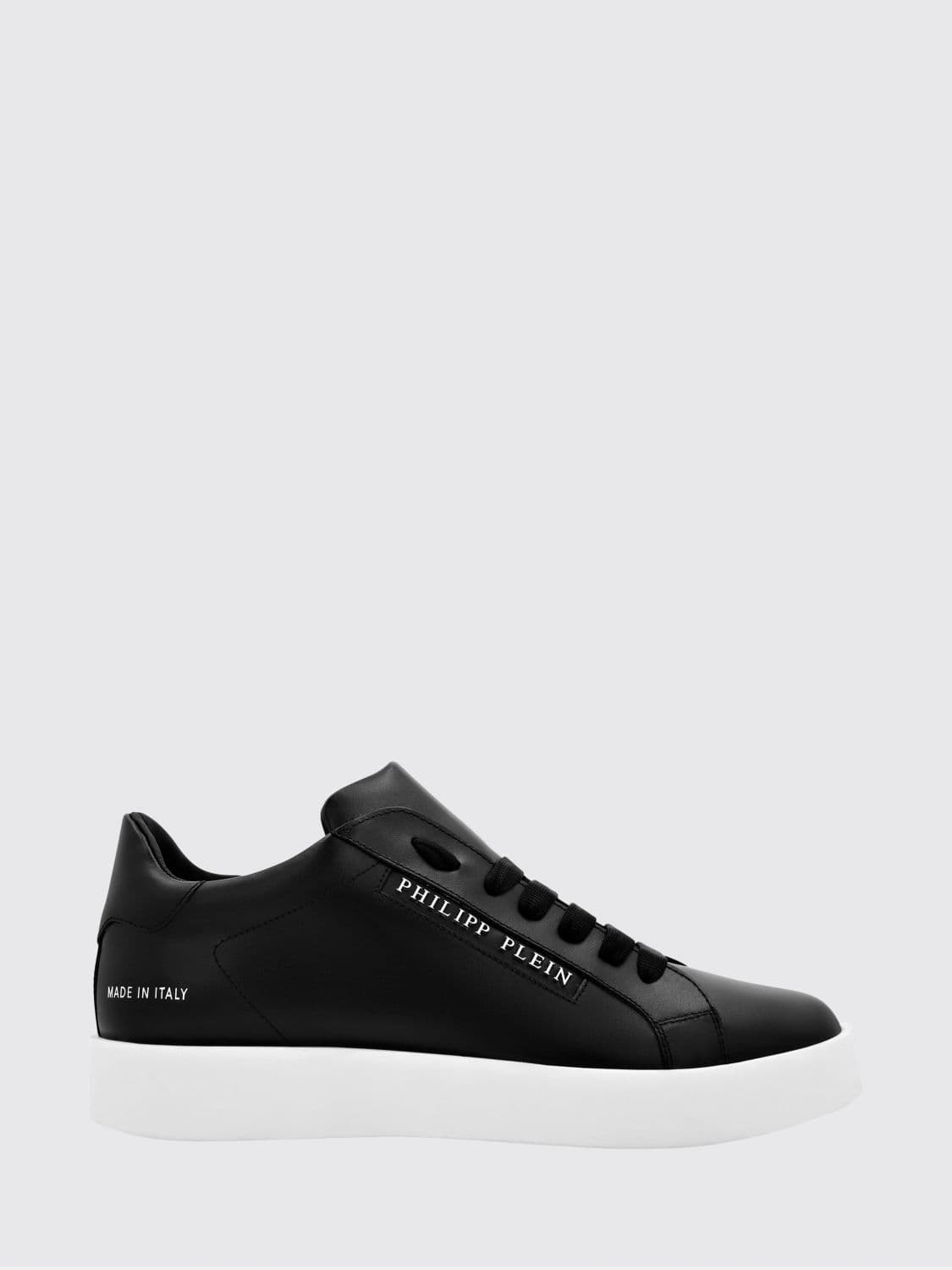 Philipp Plein Low-Top Smooth Leather Sneakers with Side Lettering Logo