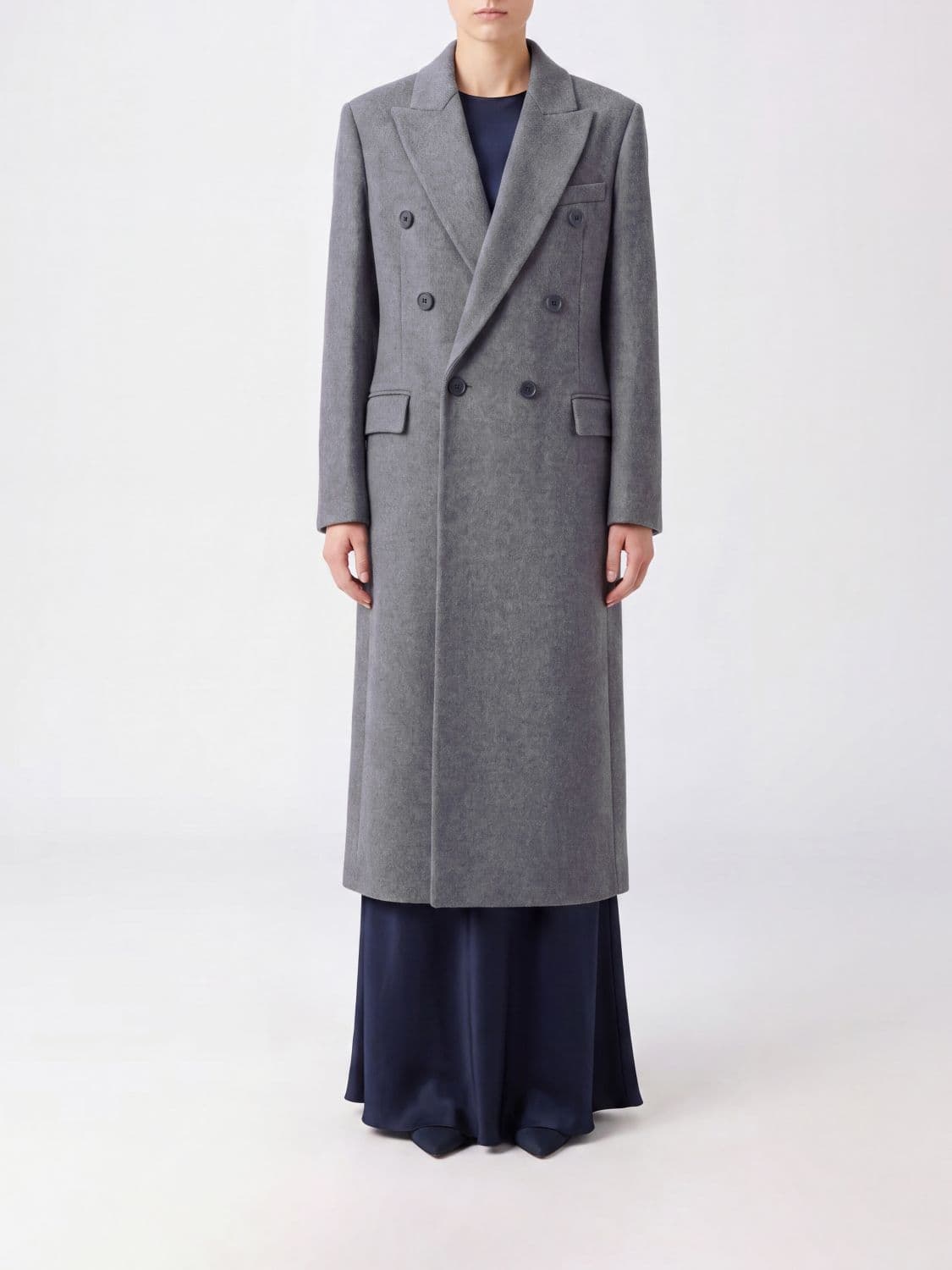 Victoria Victoria Beckham Double-Breasted Long Coat in Wool and Cashmere