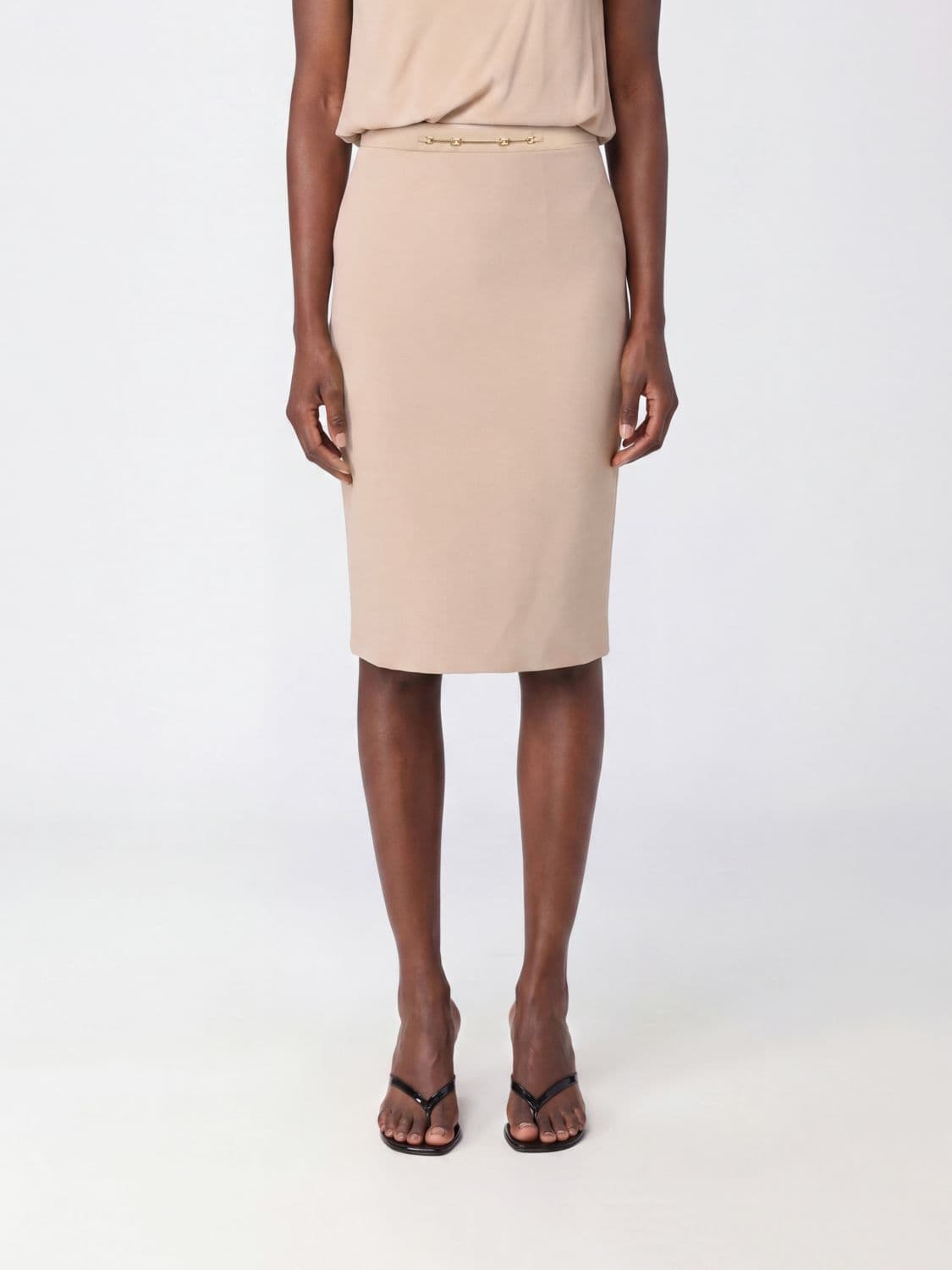Elisabetta Franchi High-Waisted Crêpe Midi Pencil Skirt with Slit