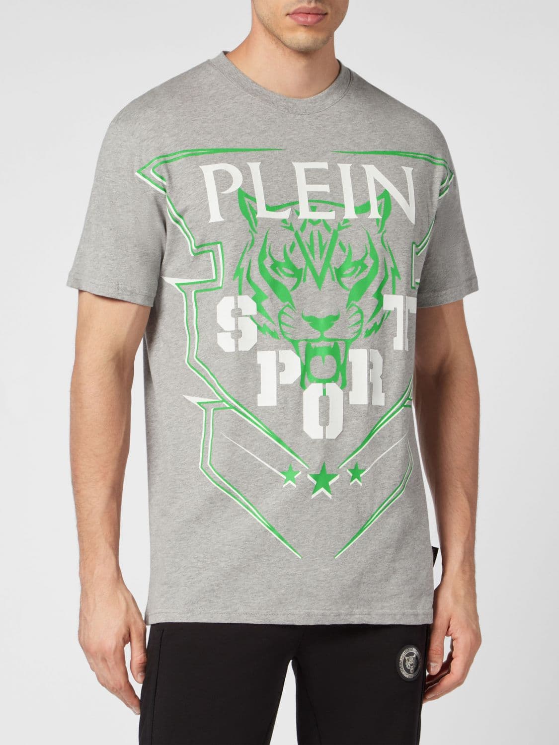 Plein Sport Slim Fit Cotton T-shirt with Printed Logo on the Chest