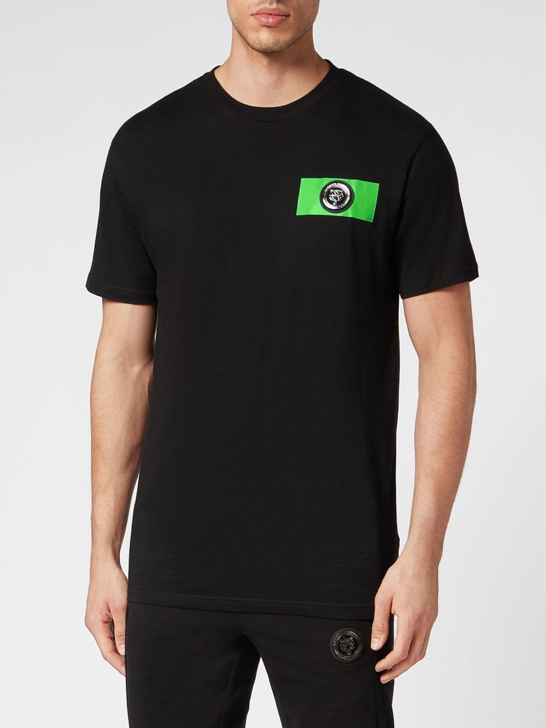 Plein Sport Short-Sleeved Cotton T-shirt with Contrasting Logo