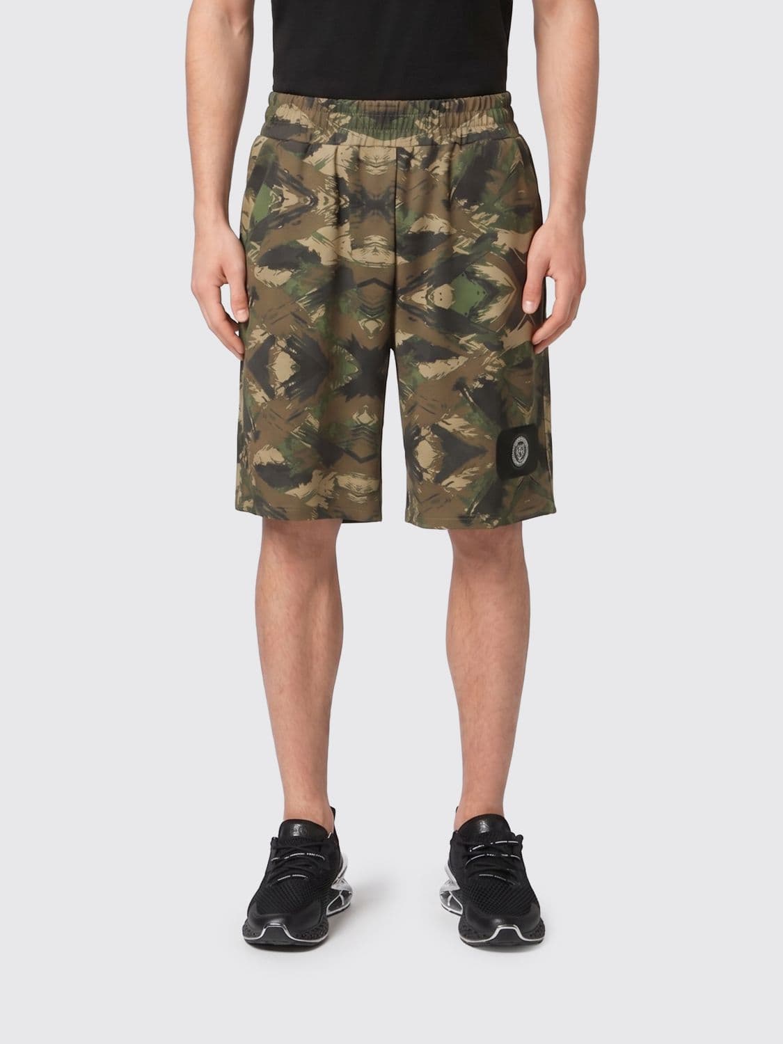 Plein Sport Jersey Sports Shorts with Camouflage Print and Elasticated Waist