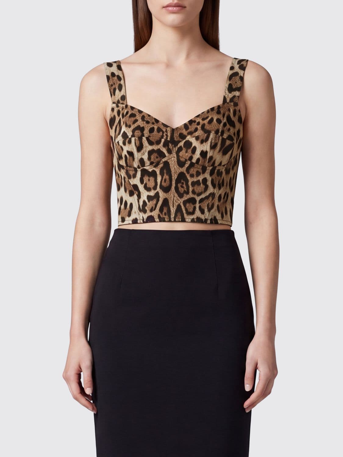 Dolce & Gabbana Animalier Cotton Cropped Corset Top