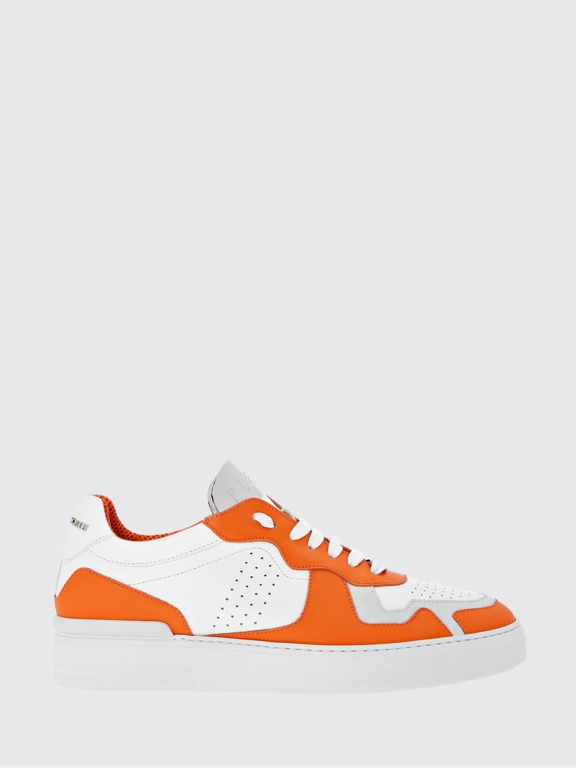 Philipp Plein Bicolor Smooth Leather Low-Top Sneakers with Perforated Toe and Rear Logo