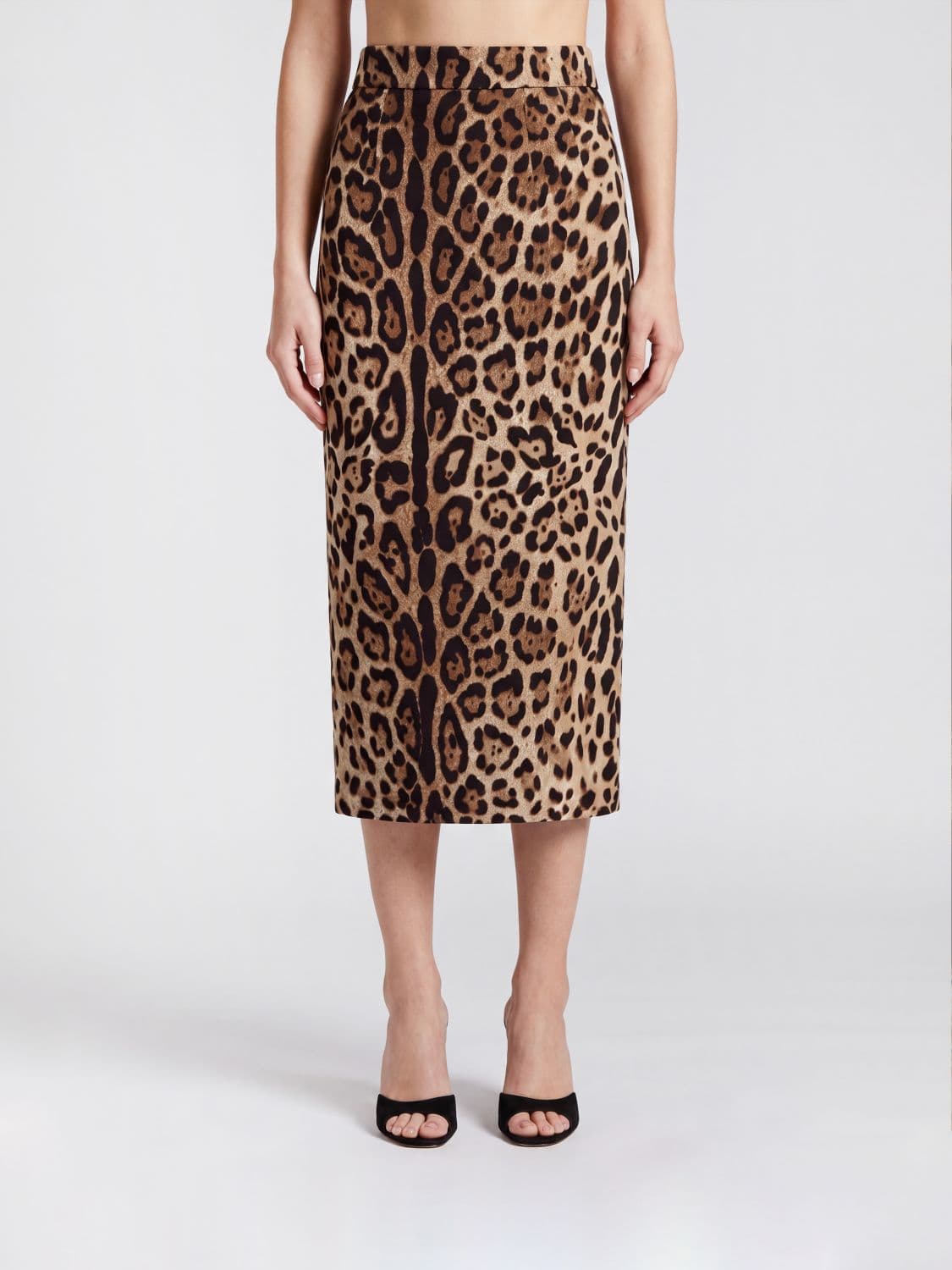 Dolce & Gabbana Animal Print Stretch-Viscose Pencil Midi Skirt