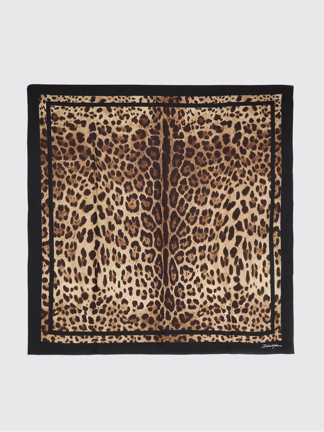 Dolce & Gabbana Square Silk Foulard with Animalier Print and Logo · OS