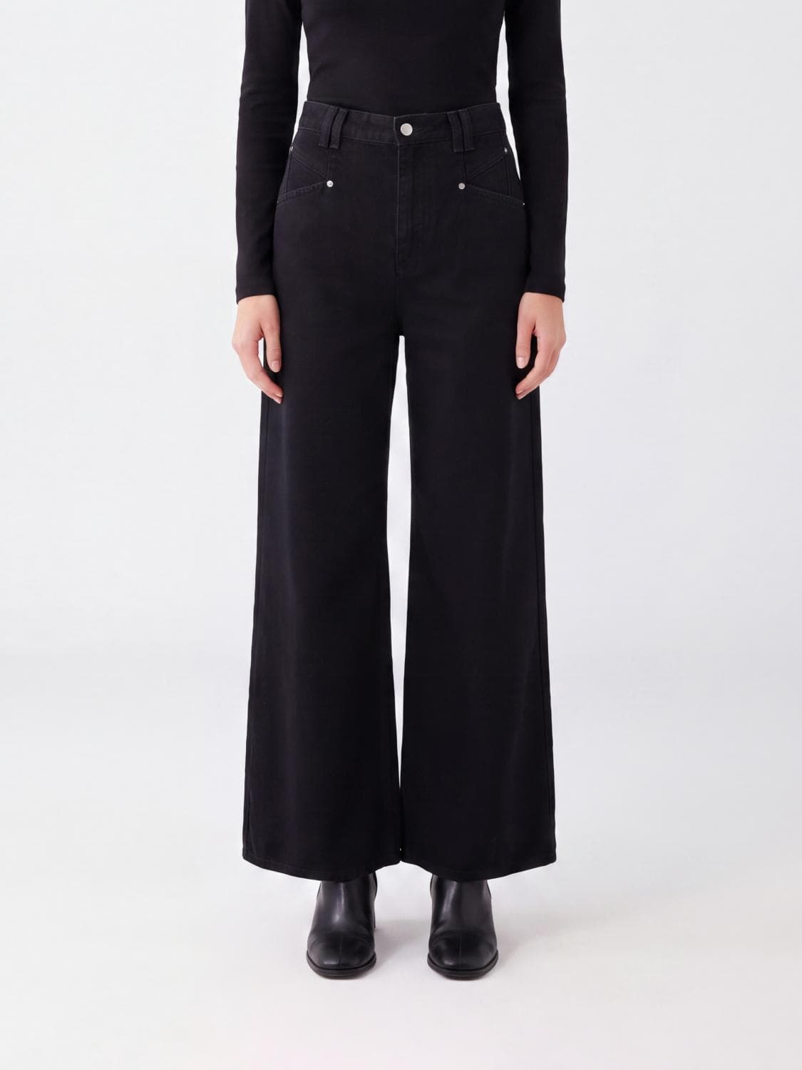 Isabel Marant Lemony Wide-Leg Jeans in Cotton Denim