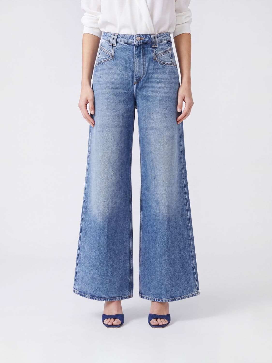 Isabel Marant Lemony Wide-Leg Jeans in Cotton Denim