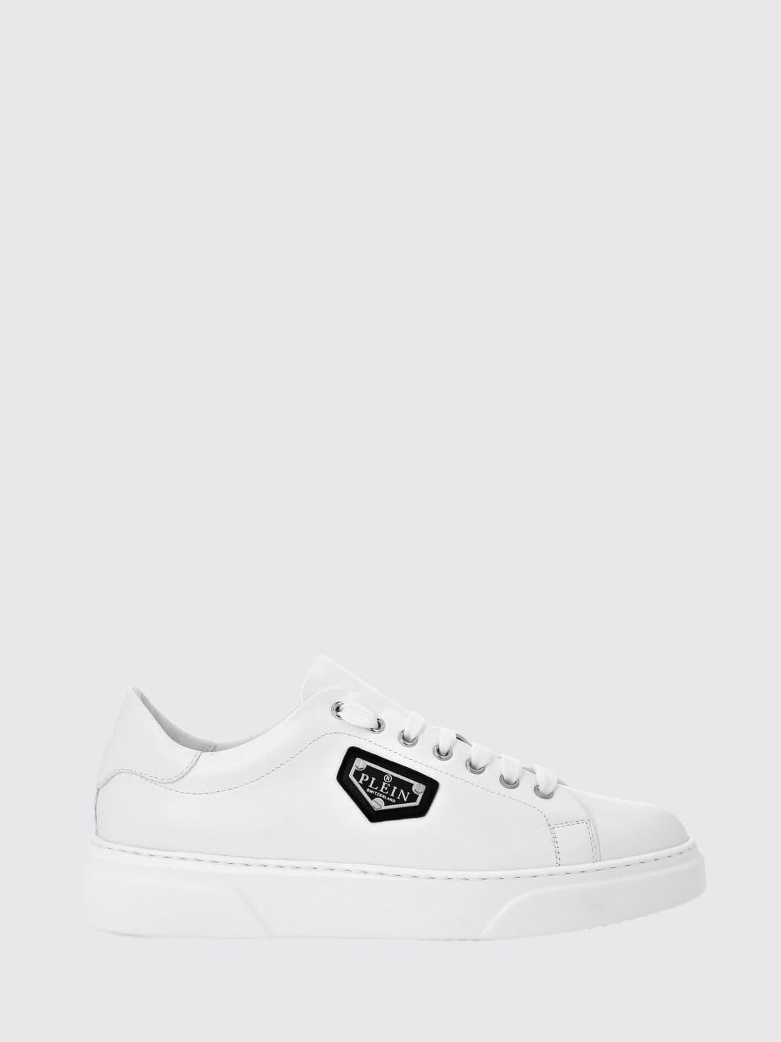 Philipp Plein Smooth Leather Low-Top Sneakers with Applied Side Logo