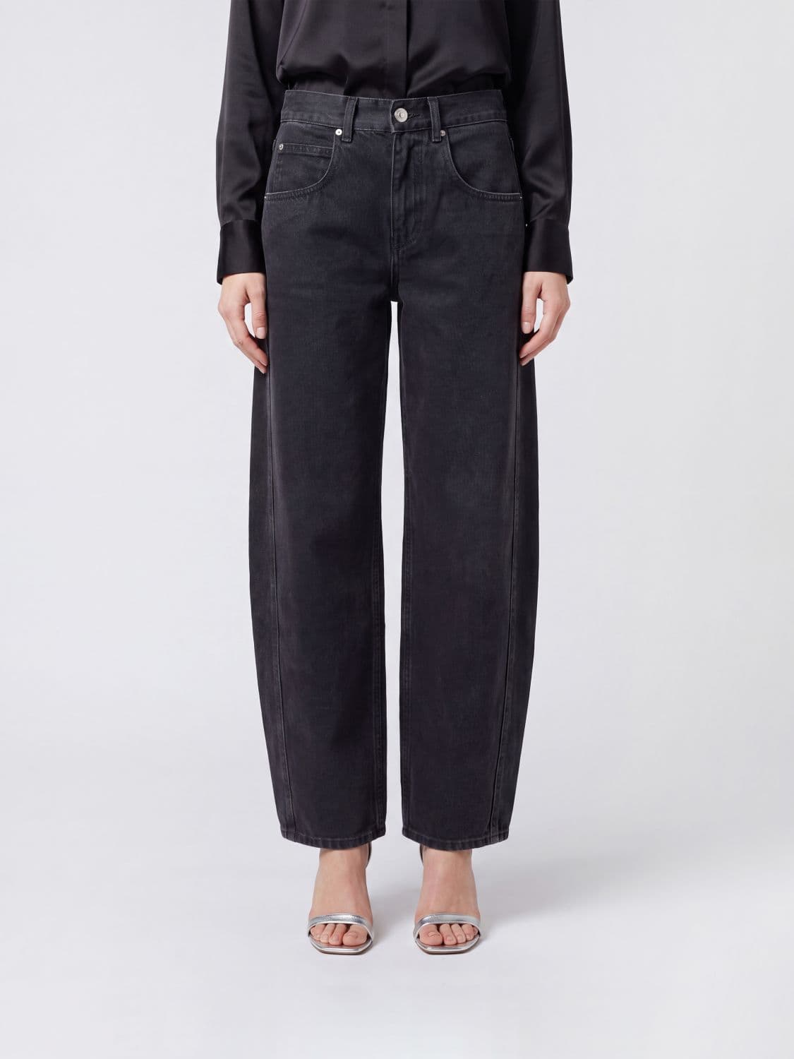 Isabel Marant Oriane High-Waisted Baggy Jeans in Cotton Denim