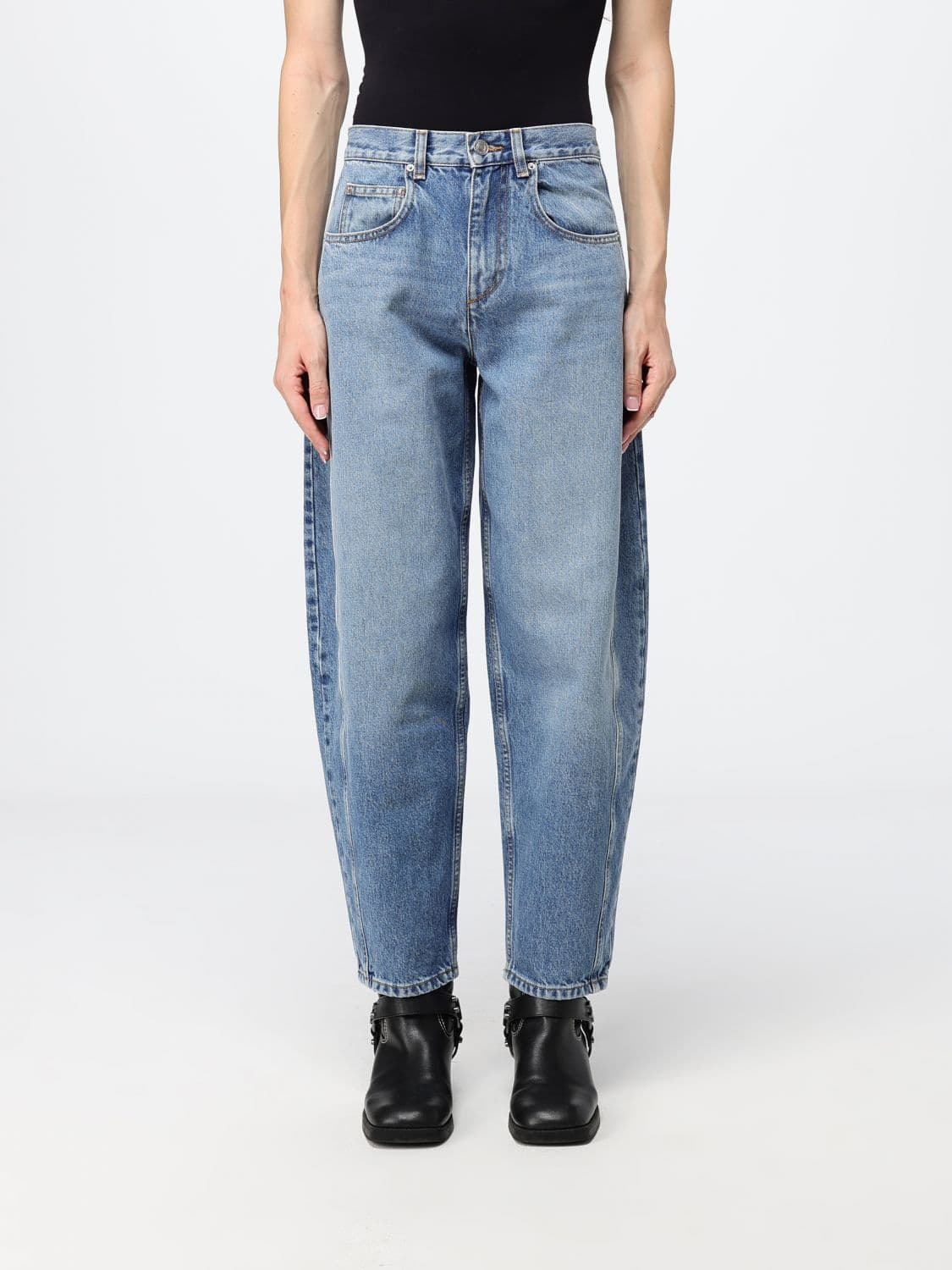 Isabel Marant Oriane High-Waisted Baggy Jeans in Cotton Denim