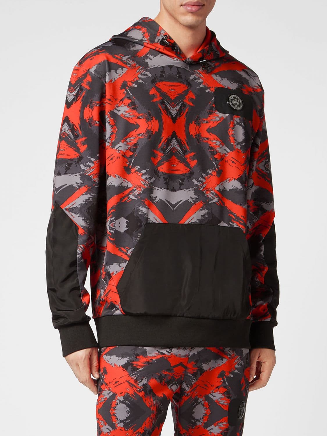 Plein Sport Relaxed Fit Camouflage Print Polyester Hoodie