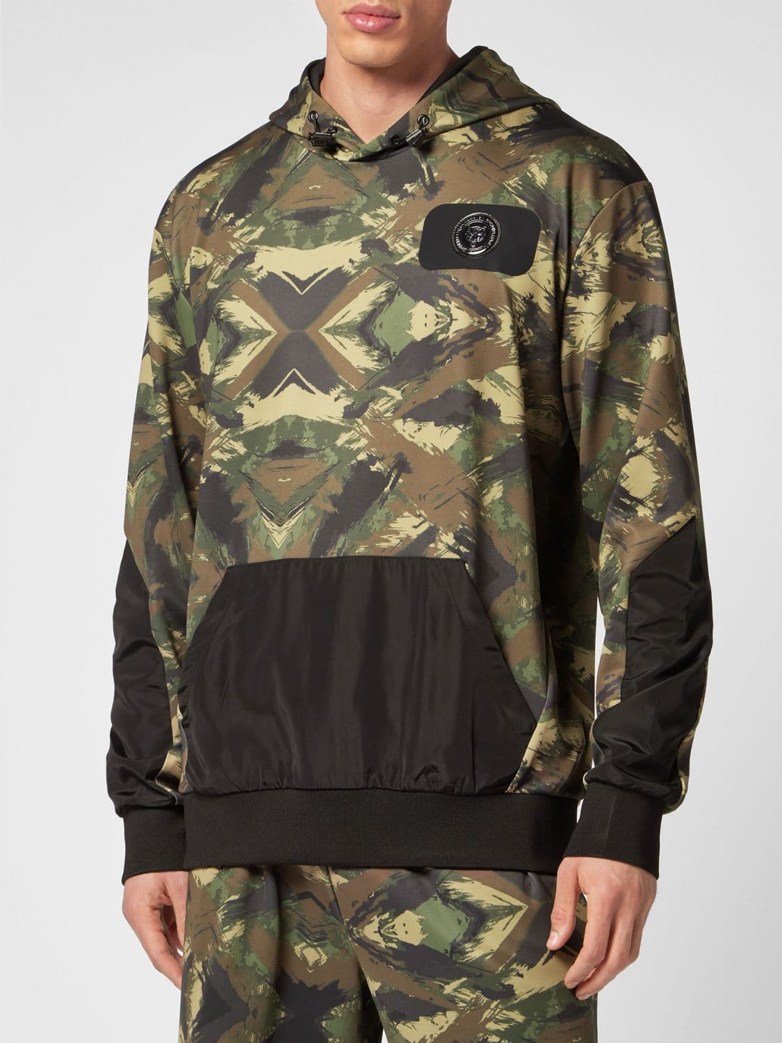 Plein Sport Relaxed Fit Camouflage Print Polyester Hoodie