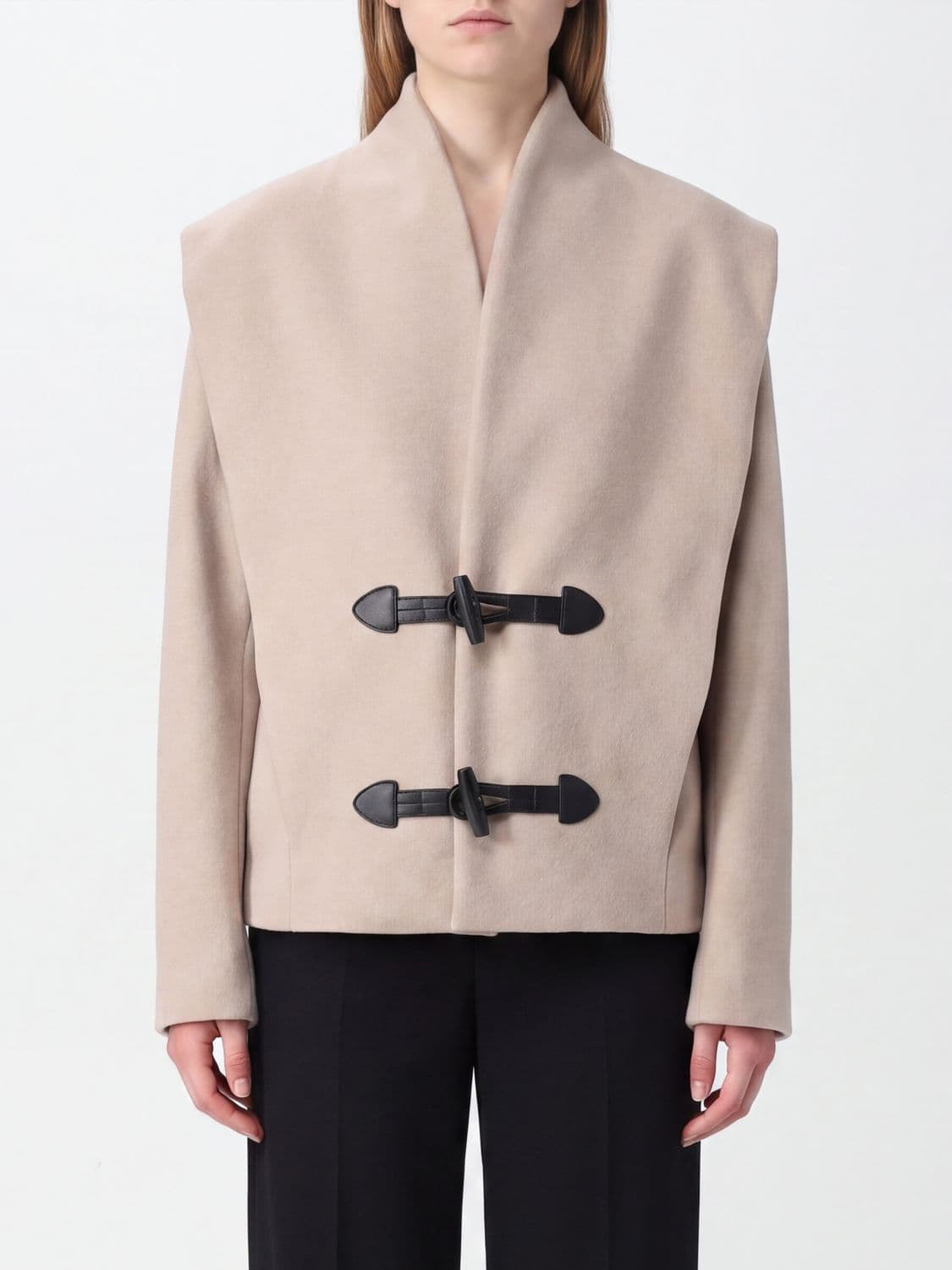 Isabel Marant Single-Breasted Short Coat in Wool and Cashmere with Toggles