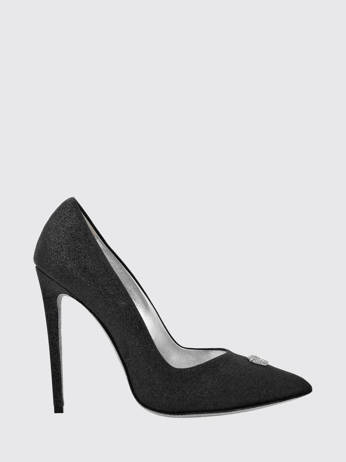 Philipp Plein Glitter Leather Pumps with Skull Application and High Heel