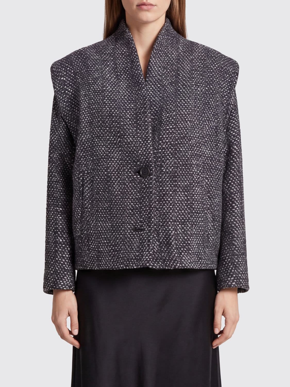 Isabel Marant Etoile Abstract Pattern Short Coat in Wool Blend