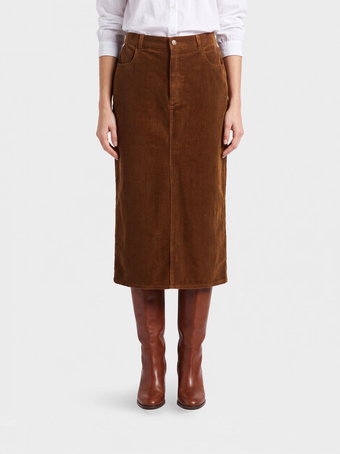Isabel Marant Etoile Corduroy Pencil Midi Skirt with Front Slit