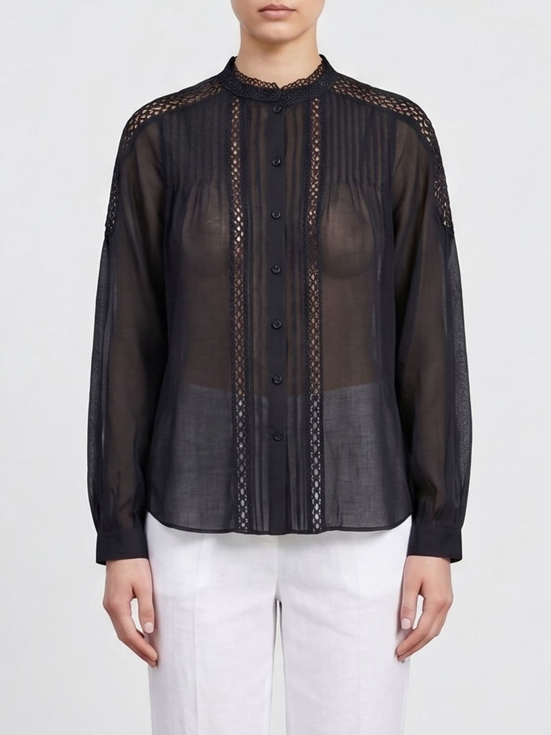 Isabel Marant Etoile Linen Blend Shirt with Macramé Inserts