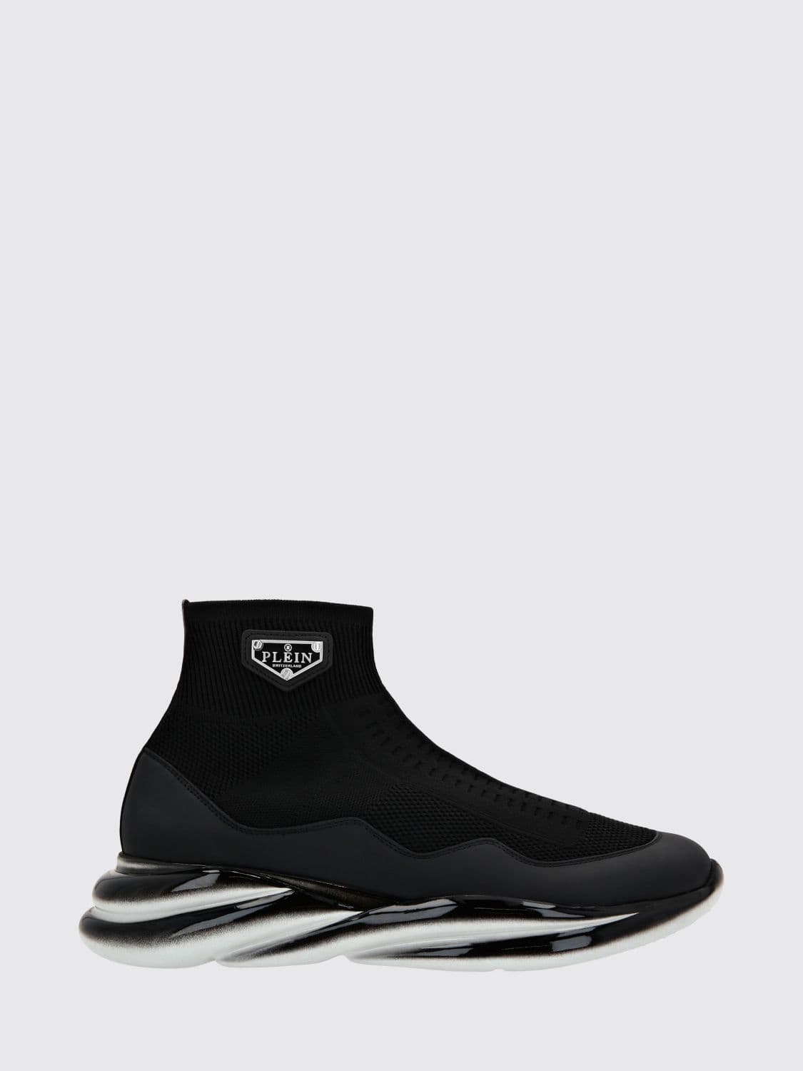 Philipp Plein High-Top Slip-On Sneakers with a Sock Design and Leather Inserts