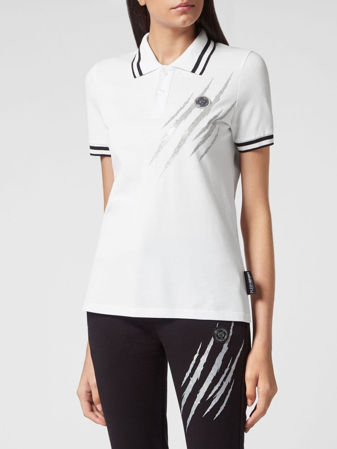 Plein Sport Short-Sleeve Scratch Cotton Polo with Graphic Print