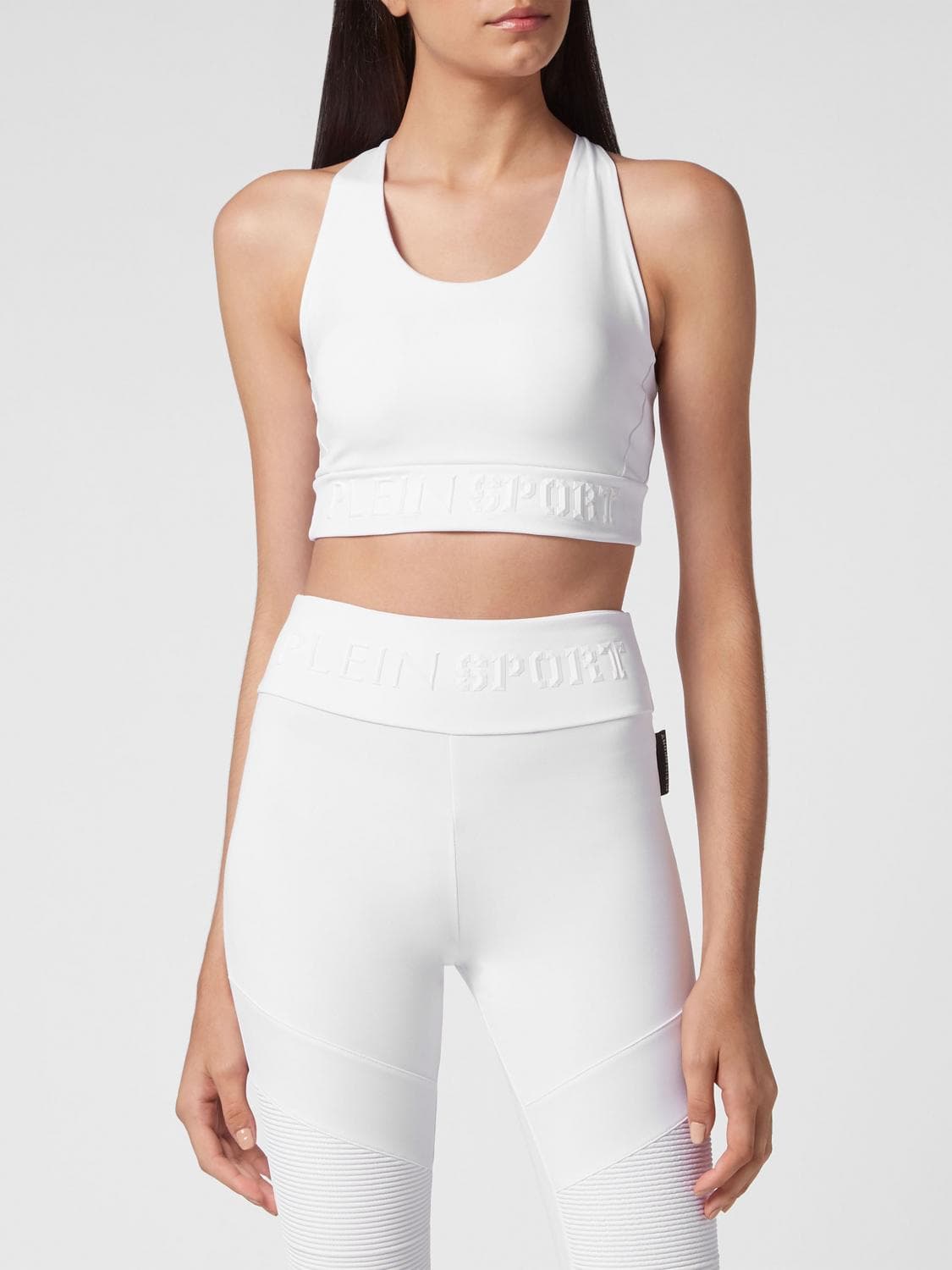Plein Sport Cropped Sports Jersey Top with Thin Straps