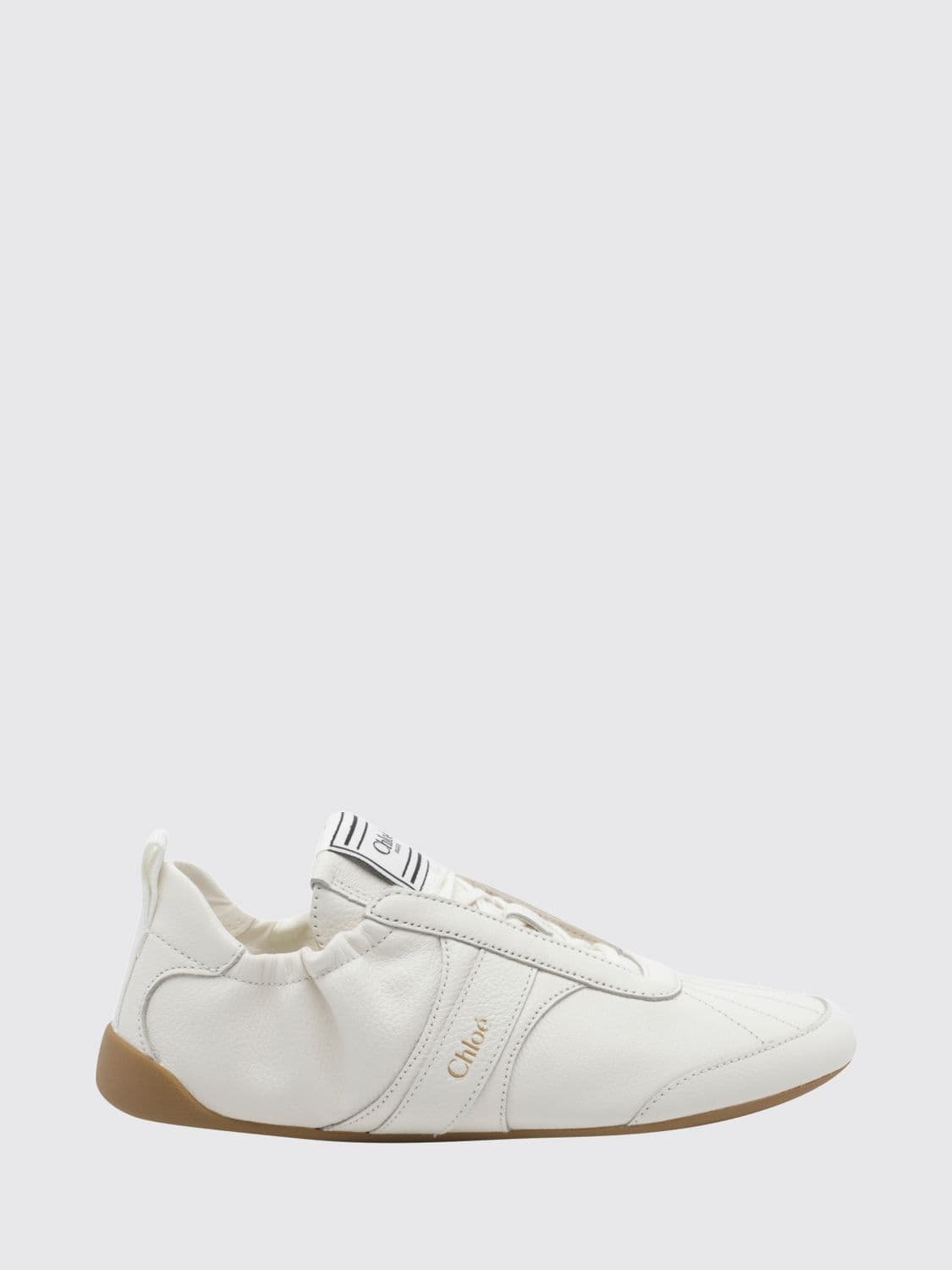 Chloé Kick Low-Top Grained Leather Sneakers with Round Toe and Rubber Sole