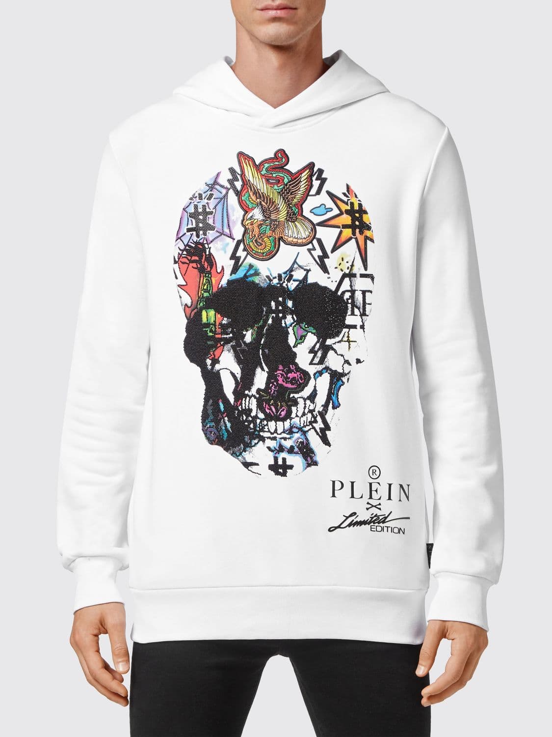 Philipp Plein Relaxed Fit Jersey Hoodie with Skull Print