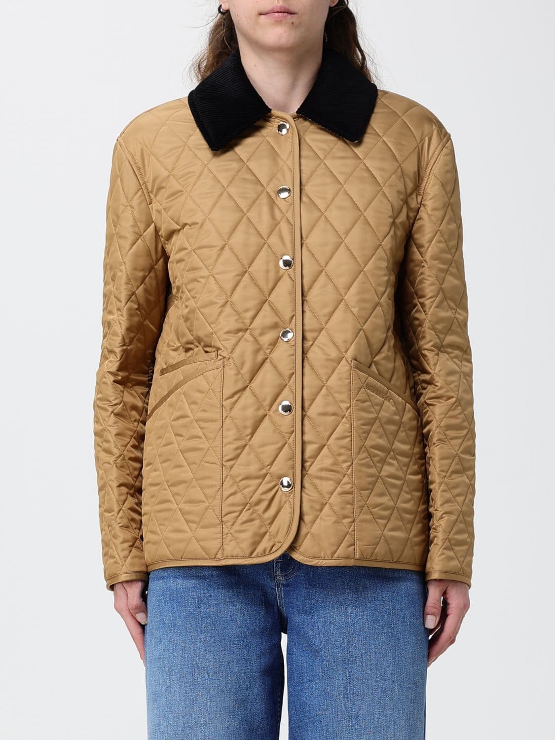 Burberry Short Quilted Waterproof Nylon Jacket with Velvet Collar
