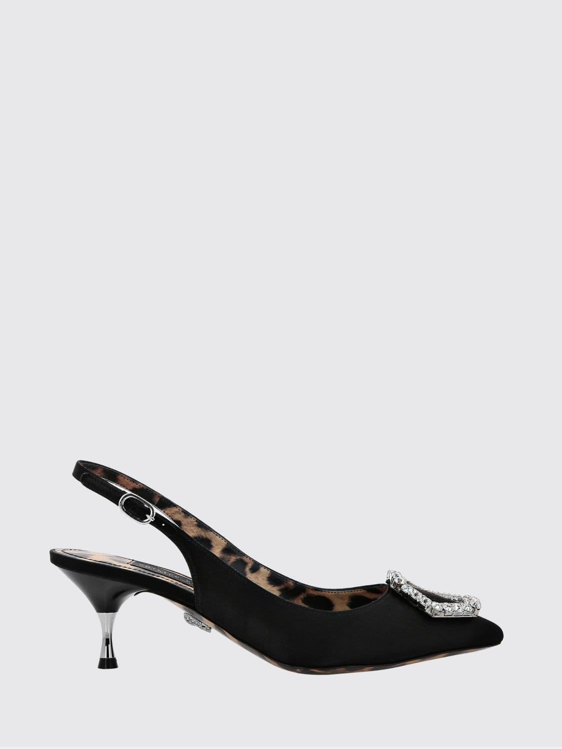 Philipp Plein Satin Slingbacks with a Jewel Buckle and Mid Heel