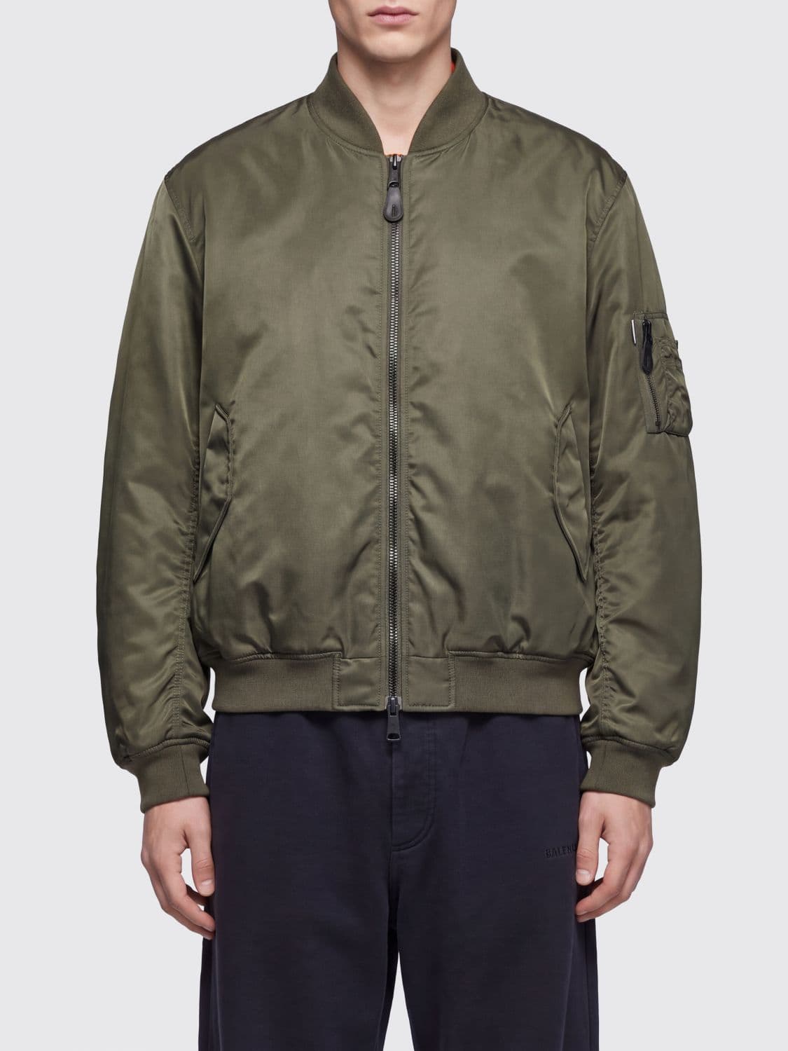 Balenciaga Nylon Bomber Jacket with Zip Closure and Elasticated Cuffs