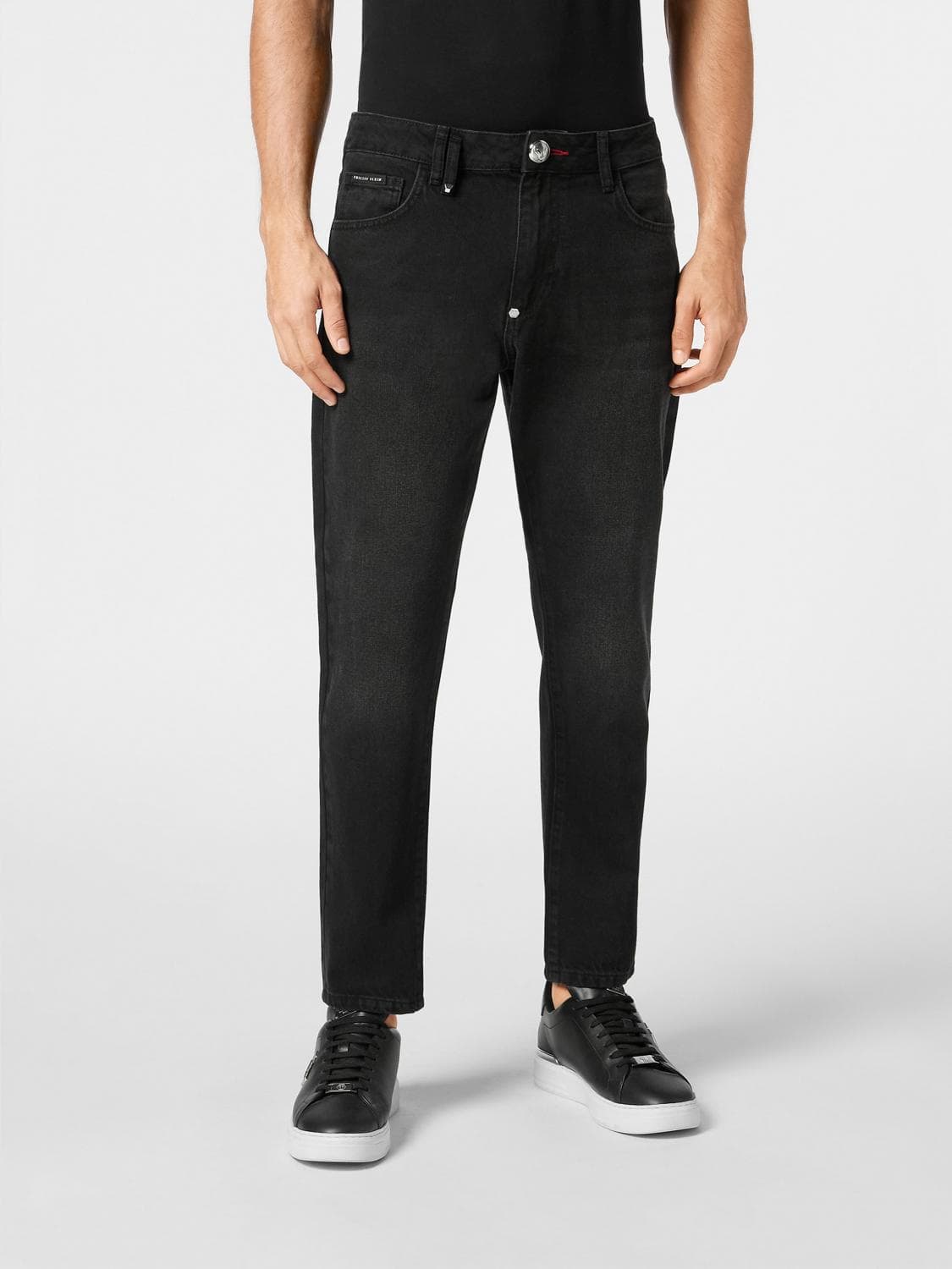 Philipp Plein Detroit Mid-Rise Slim Fit Cotton Denim Jeans