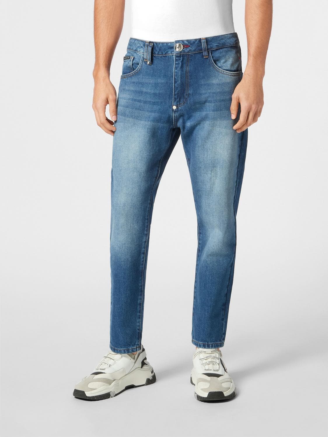 Philipp Plein Detroit Mid-Rise Slim Fit Cotton Denim Jeans