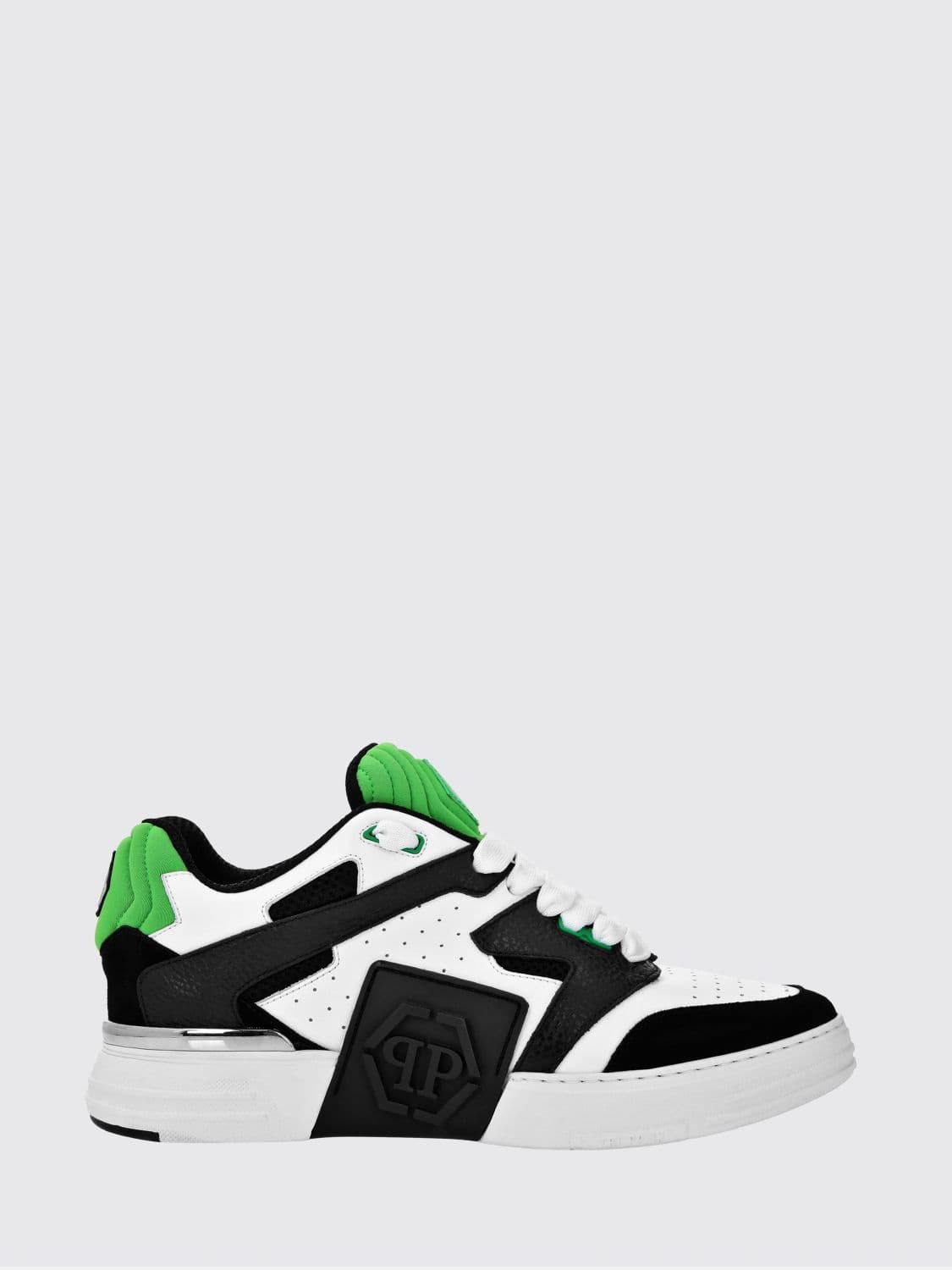Philipp Plein Phantom Street Leather and Suede Sneakers with Rubber Logo