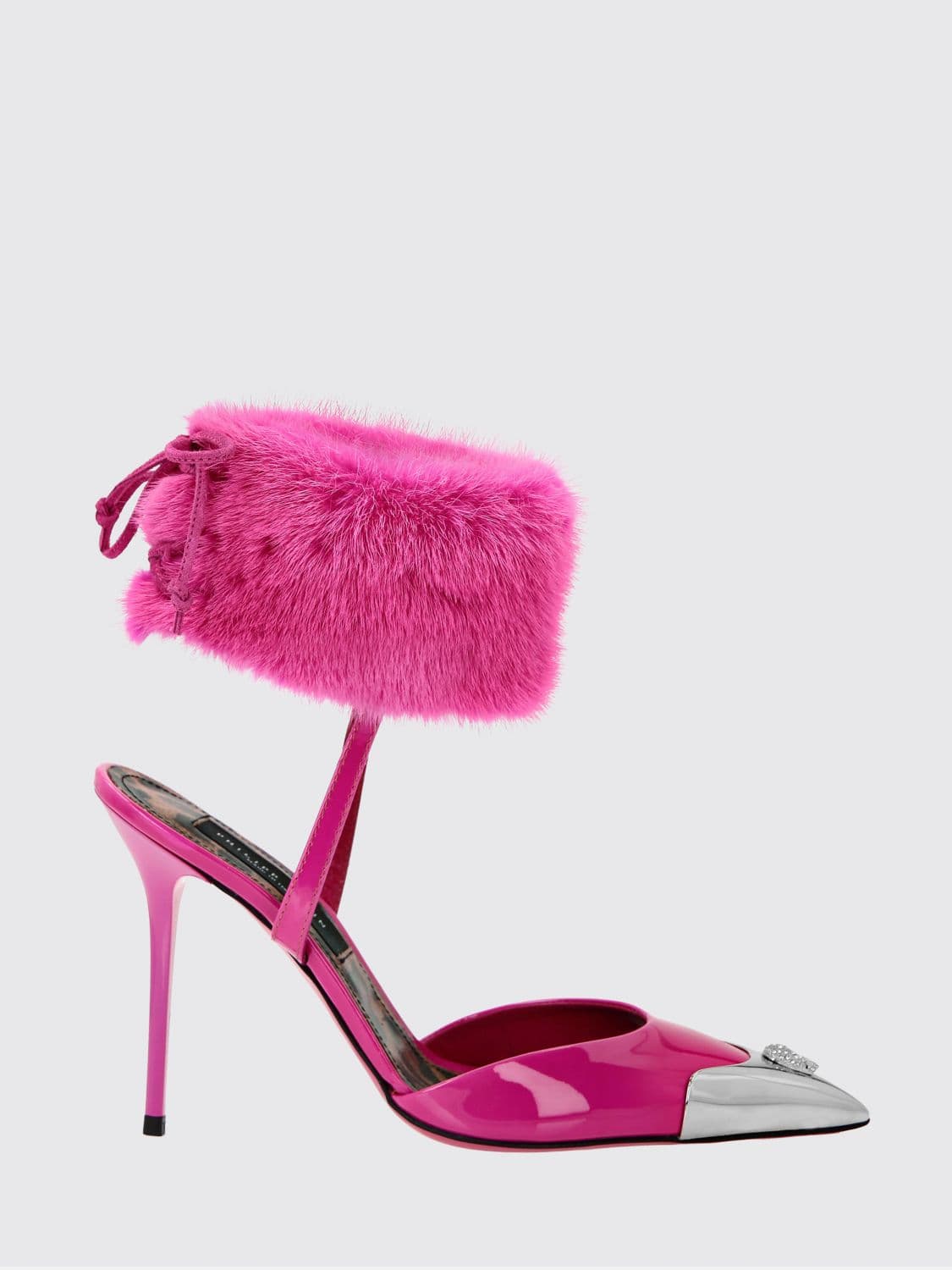 Philipp Plein Patent Leather Slingback Pumps with Skull and Stiletto Heel