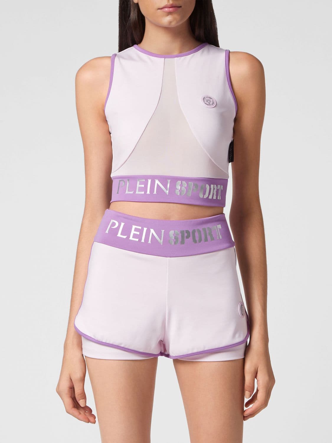 Plein Sport Cropped Off-the-Shoulder Sports Jersey Top