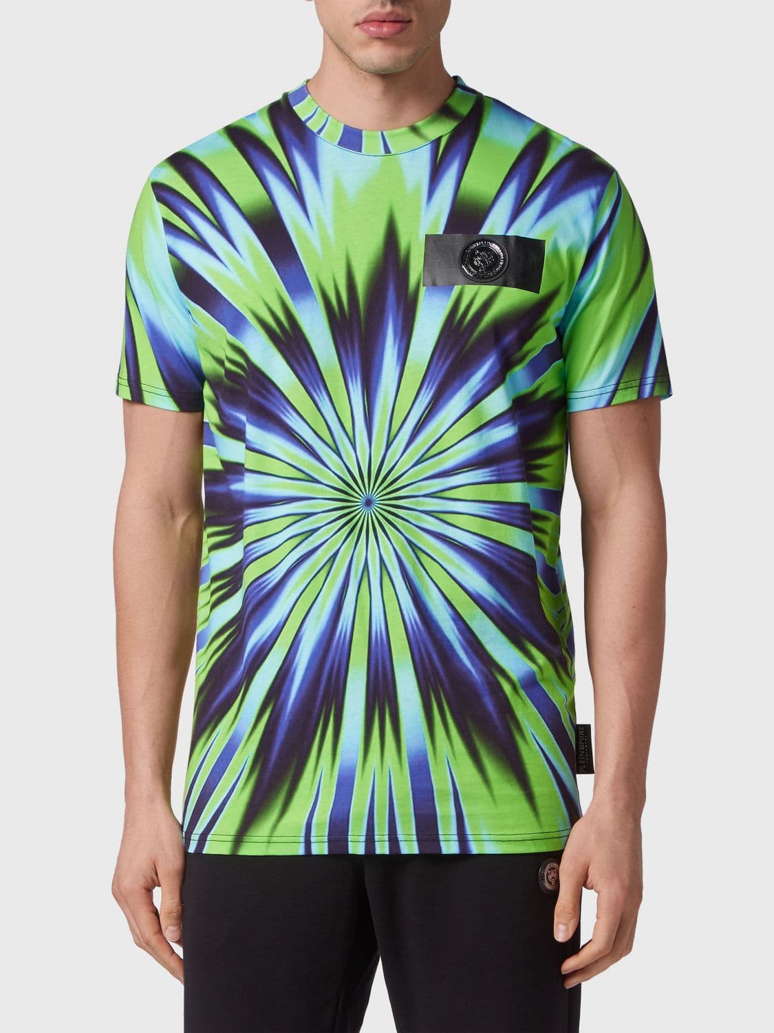 Plein Sport Slim Fit Polyester T-Shirt with Abstract Print and Logo