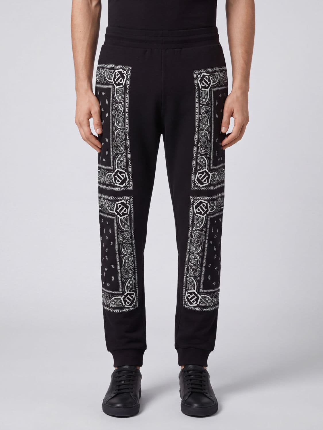 Philipp Plein Cotton Jersey Jogging Trousers with Bandana Print and Drawstring Waist